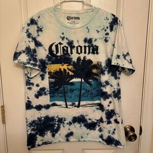 Corona La Vida Mas Blue and White Tie Dye Tropical Beer Vacation T-Shirt